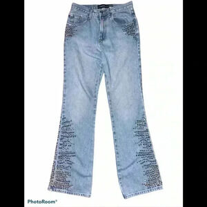 Vintage Gold Rhinestone Studded Express Jeans